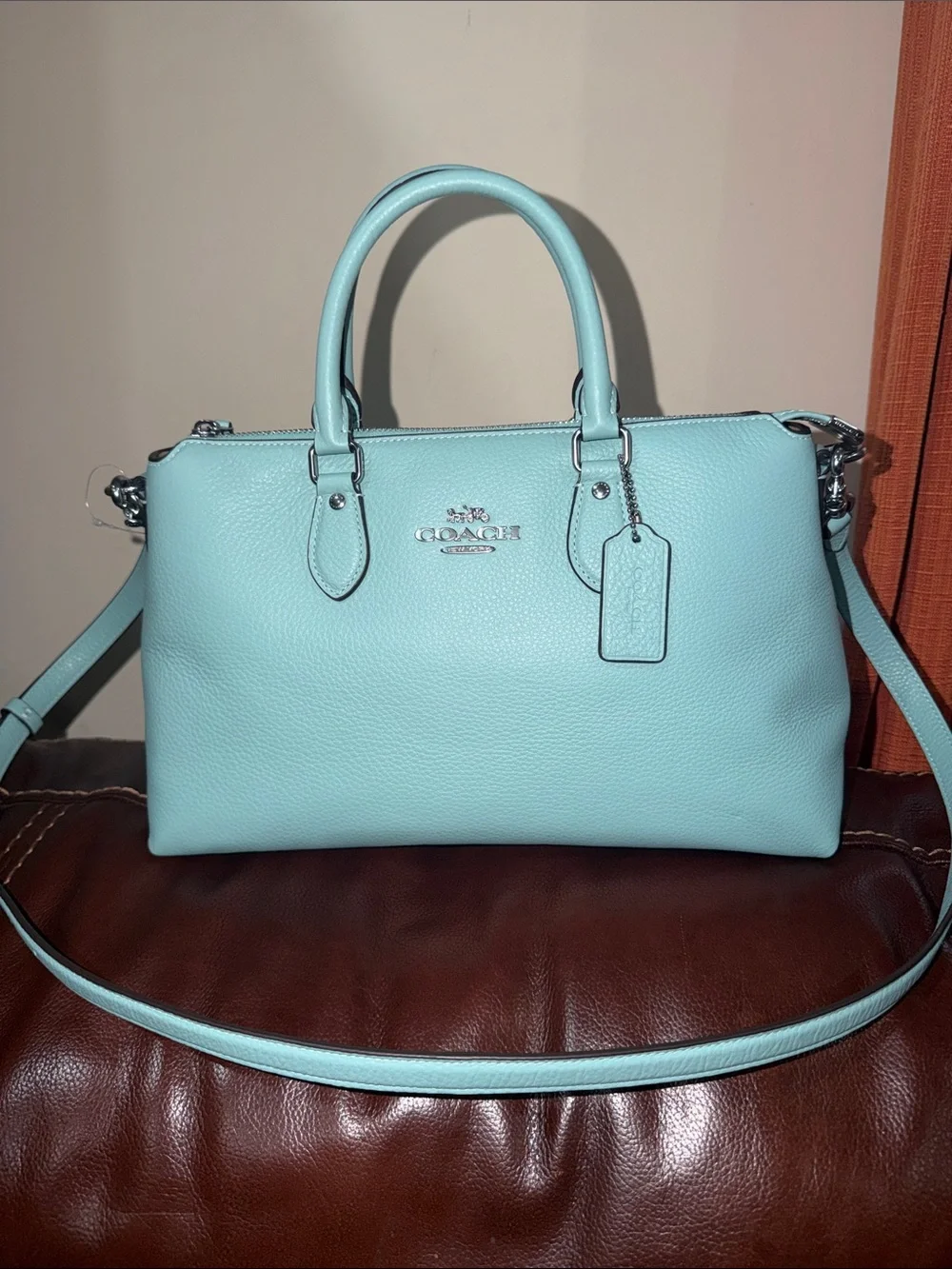 ‼️NEW Coach Blue Leather Georgia Satchel Crossbody Bag